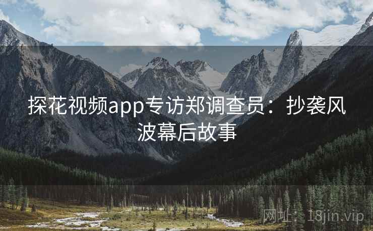 探花视频app专访郑调查员：抄袭风波幕后故事